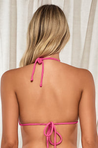 Back pose #1 of Jessica wearing Pacifica Dragon Fruit Tiana Triangle Top