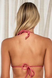 Back pose #1 of Jessica wearing Pacifica Hibiscus Tea Tiana Triangle Top