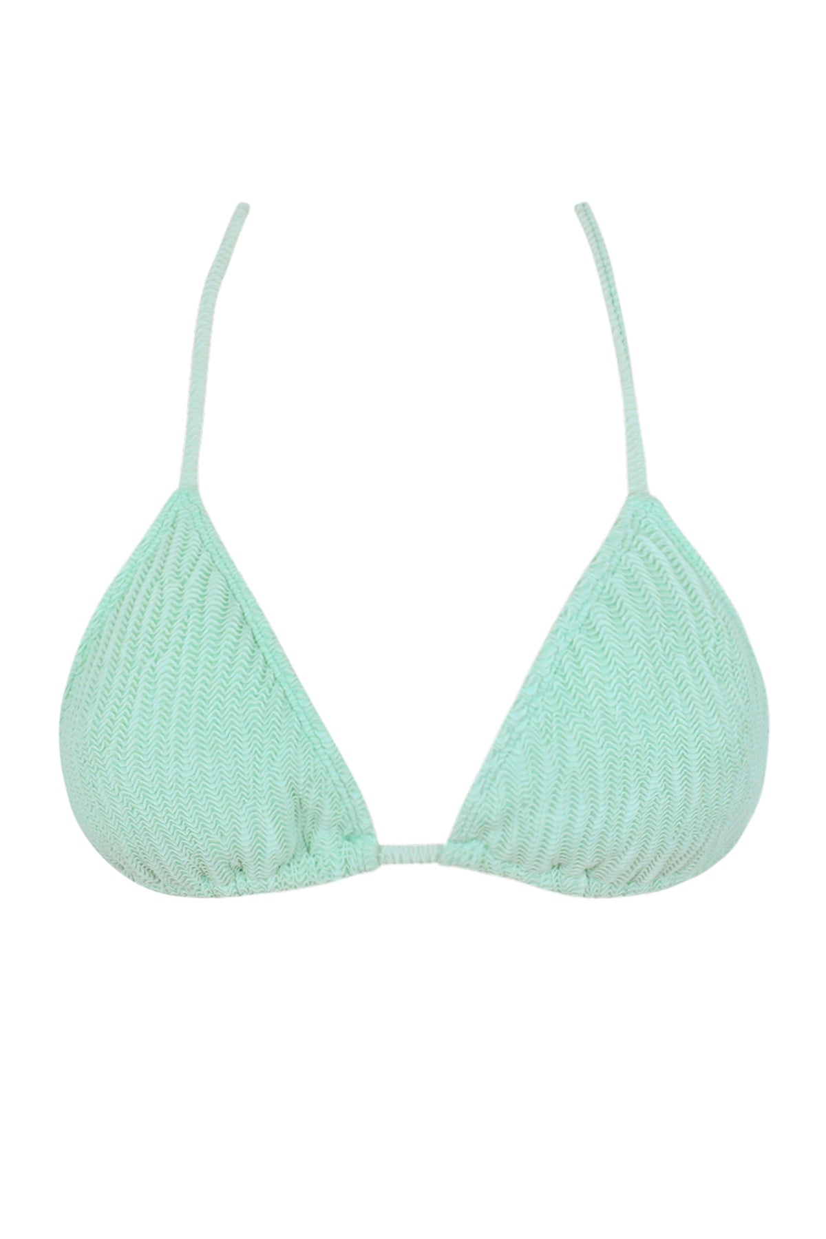Front pose #1 of a floating garment shot featuring Pacifica by Sunsets Mint Scrunch Tiana Triangle Top