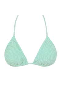 Front pose #1 of a floating garment shot featuring Pacifica by Sunsets Mint Scrunch Tiana Triangle Top