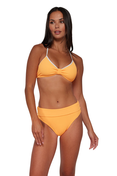 Active Front pose #1 of Amanda wearing Pacifica Papaya Indie Bralette Top with Trim paired with matching bottom