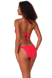 Oblique pose #1 of Brita wearing Sunsets Geranium Starlette Triangle Top and California Dreamin' Bottom