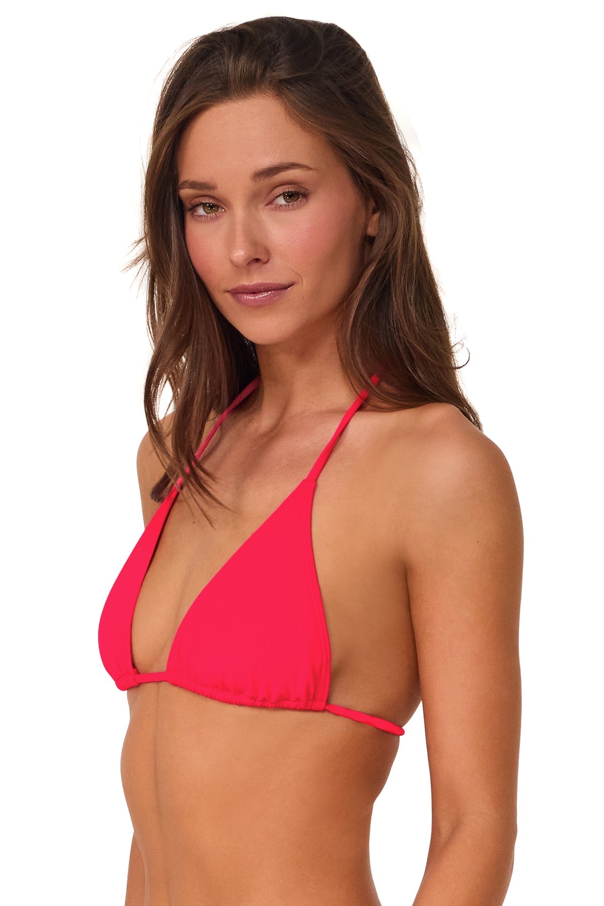 Quarter pose #1 of Luciana wearing Sunsets Geranium Starlette Triangle Top