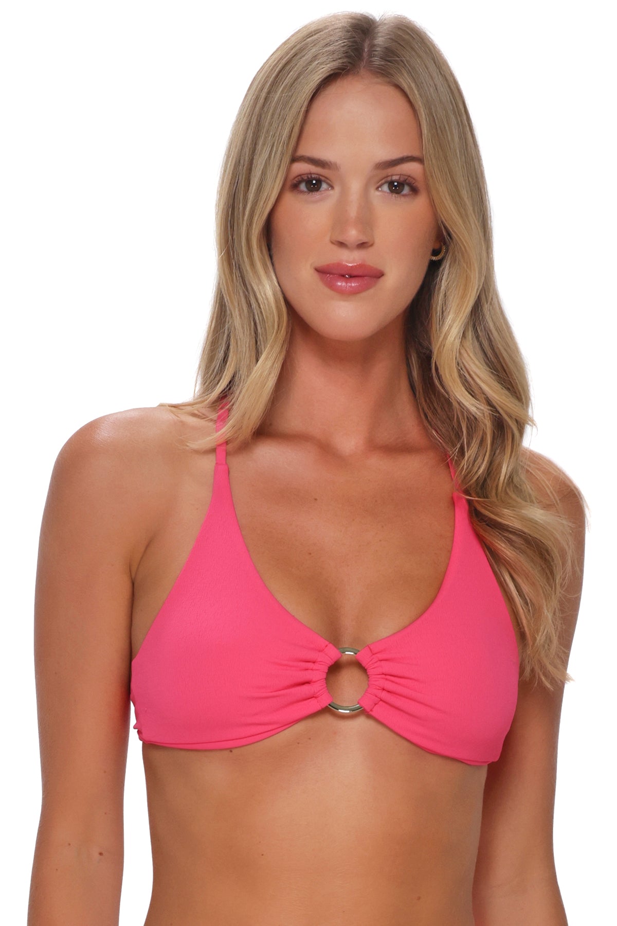 Sunsets Posy Pink Crepe Carrie Crossback Top