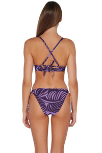 Back pose #1 of Daria wearing Sunsets Mystic Palms Everlee Tie Side Bottom