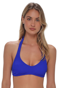 Pacifica Vivid Blue Rib Splash Halter Top