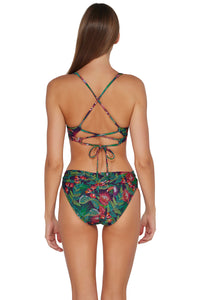 Back pose #1 of Daria wearing Sunsets Welcome To Rio Unforgettable Bottom paired with matching Brandi Bralette Top