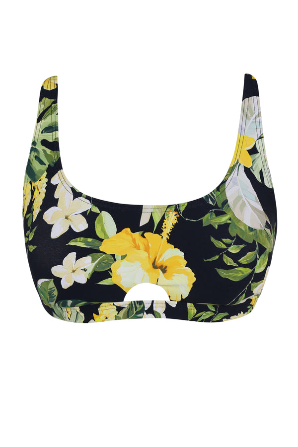 Front pose #1 of a floating garment shot featuring Sunsets Night Bloom Brandi Bralette Top