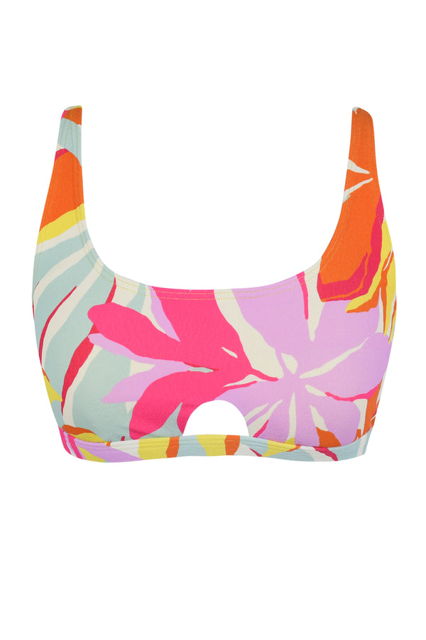Front pose #1 of a floating garment shot featuring Sunsets Tropicolor Crepe Brandi Bralette Top