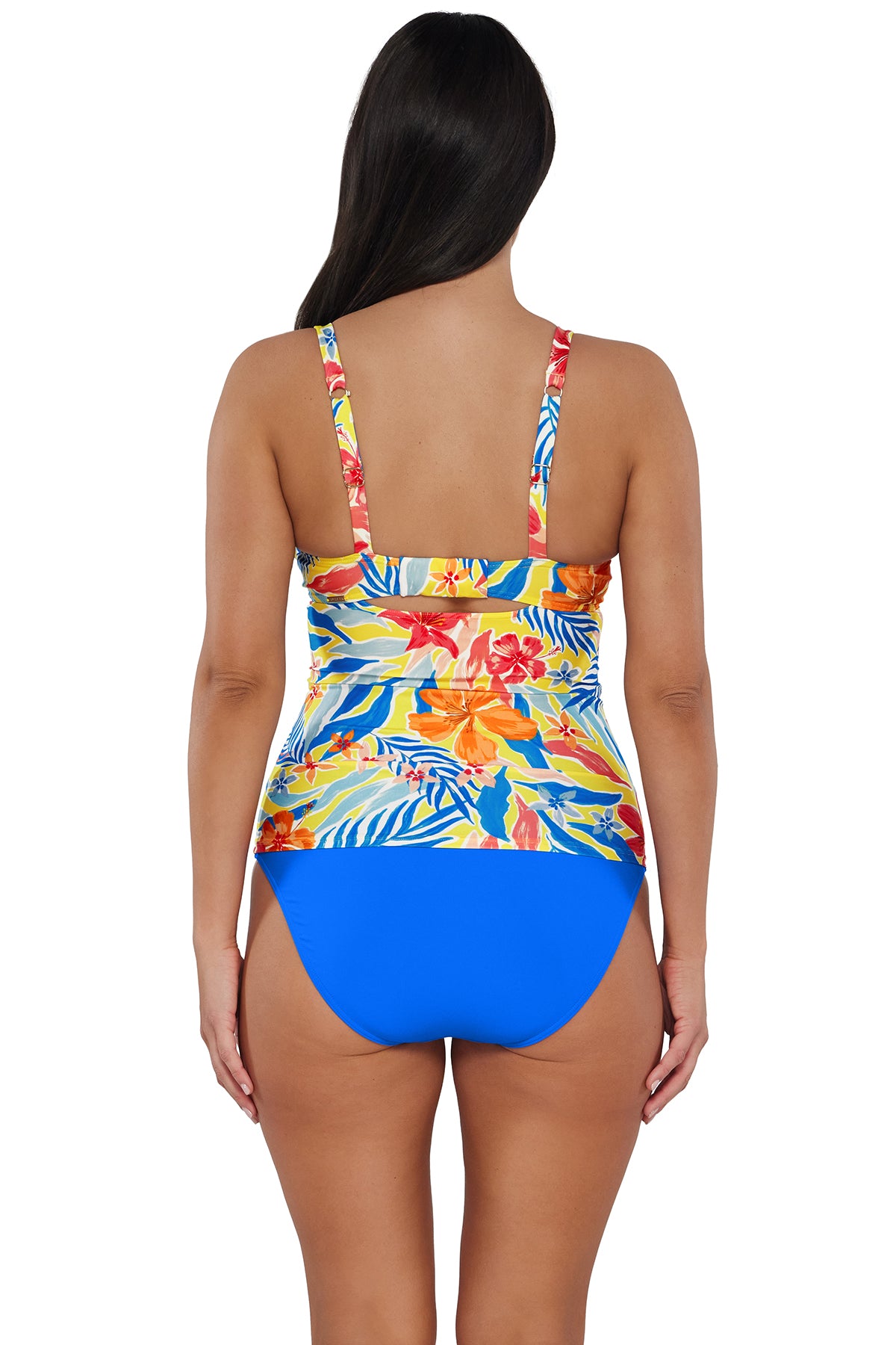 Back pose #1 of Nicki wearing Sunsets Suncatcher Serena Tankini Top