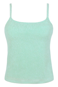 Front pose #1 of a floating garment shot featuring Pacifica by Sunsets Mint Scrunch Coralie Tankini Top