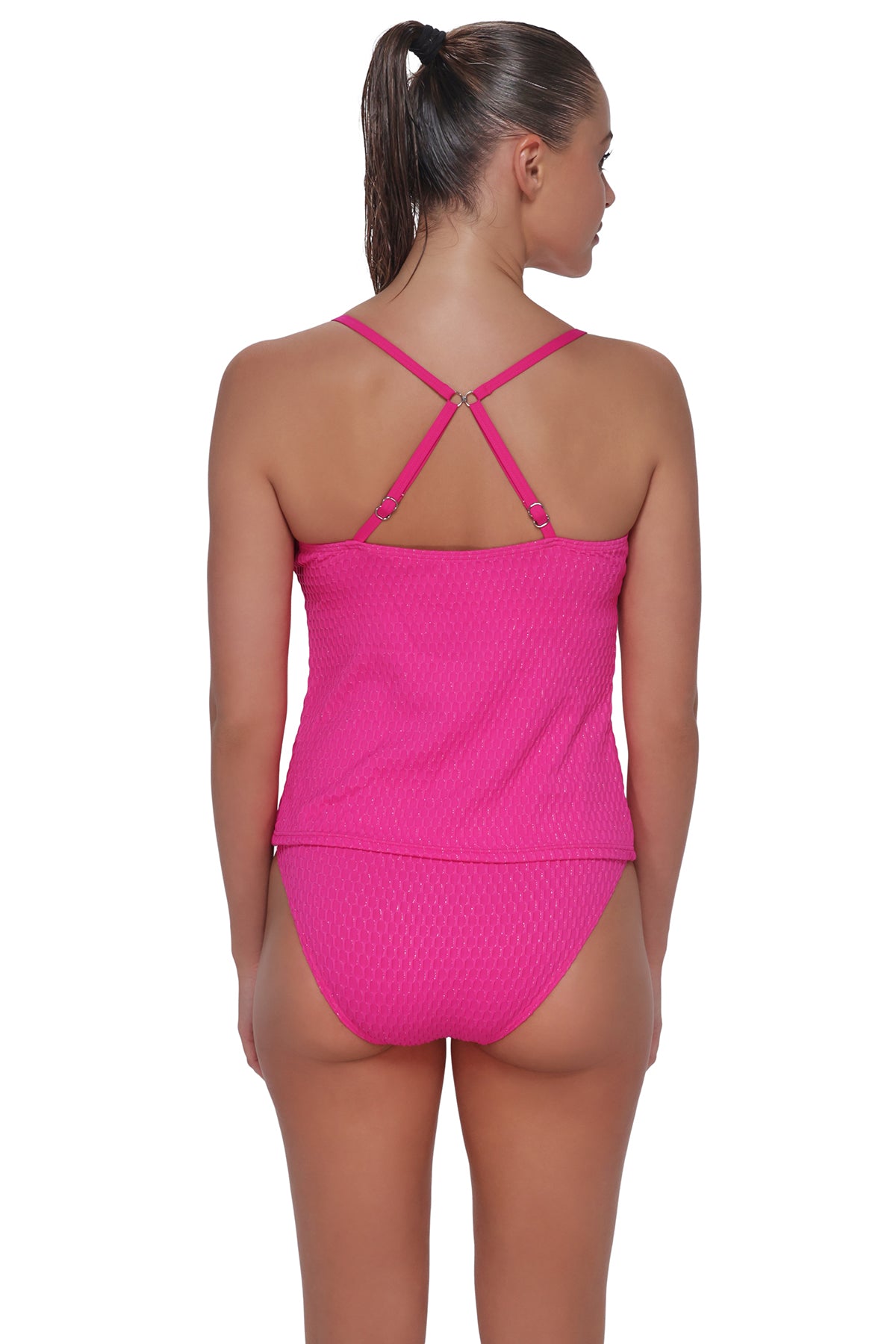Pacifica Pink Diamond Lurex Coralie Tankini Top