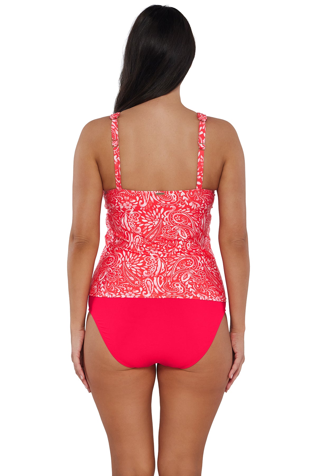 Back pose #1 of Nicki wearing Sunsets Majorca Elsie Tankini Top