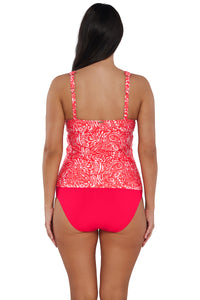 Back pose #1 of Nicki wearing Sunsets Majorca Elsie Tankini Top