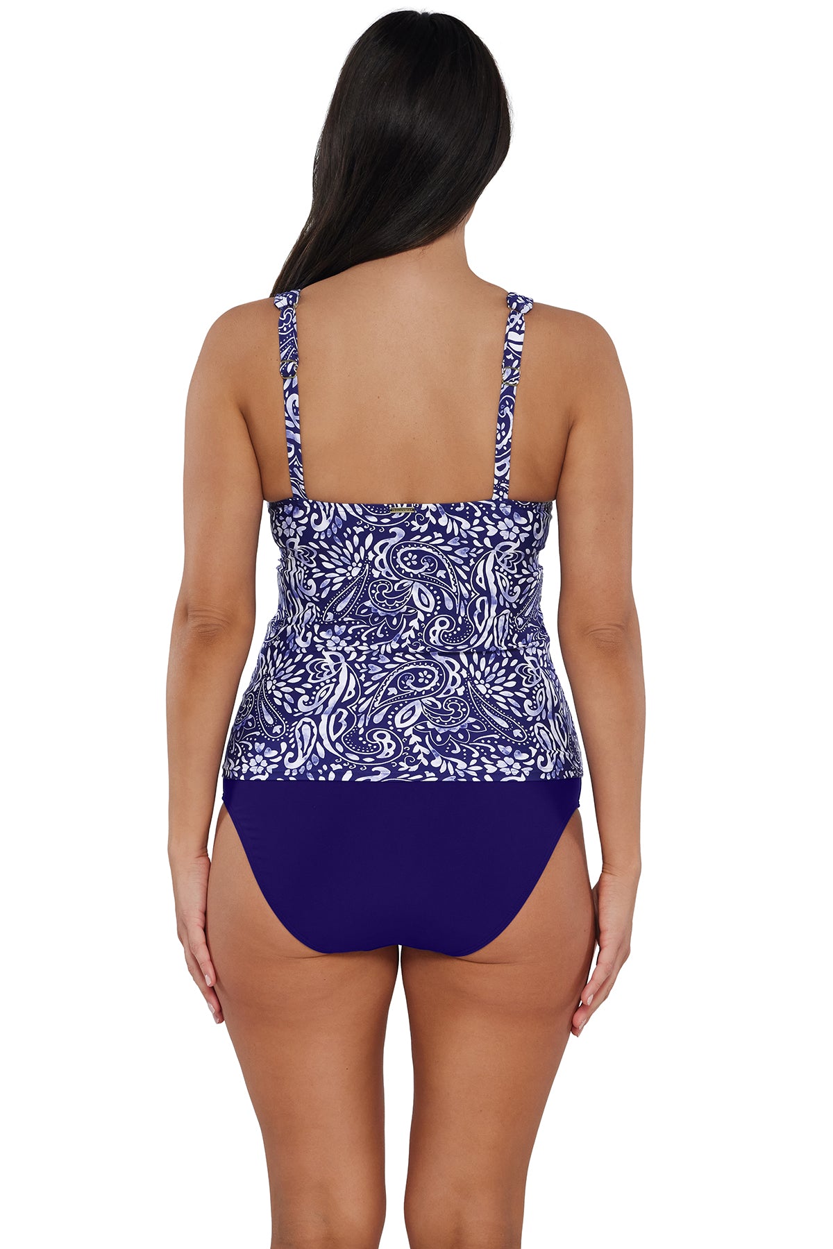 Back pose #1 of Nicki wearing Sunsets Marina Elsie Tankini Top