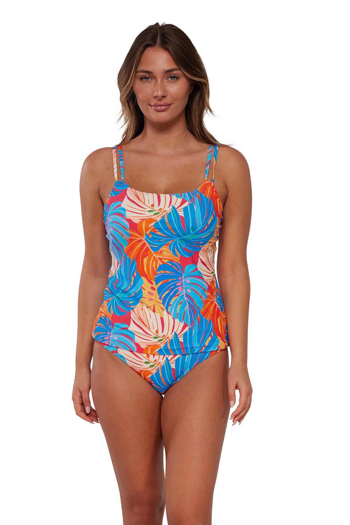 Zesty Tropicana Taylor Tankini: Swimwear with Built-in Bra