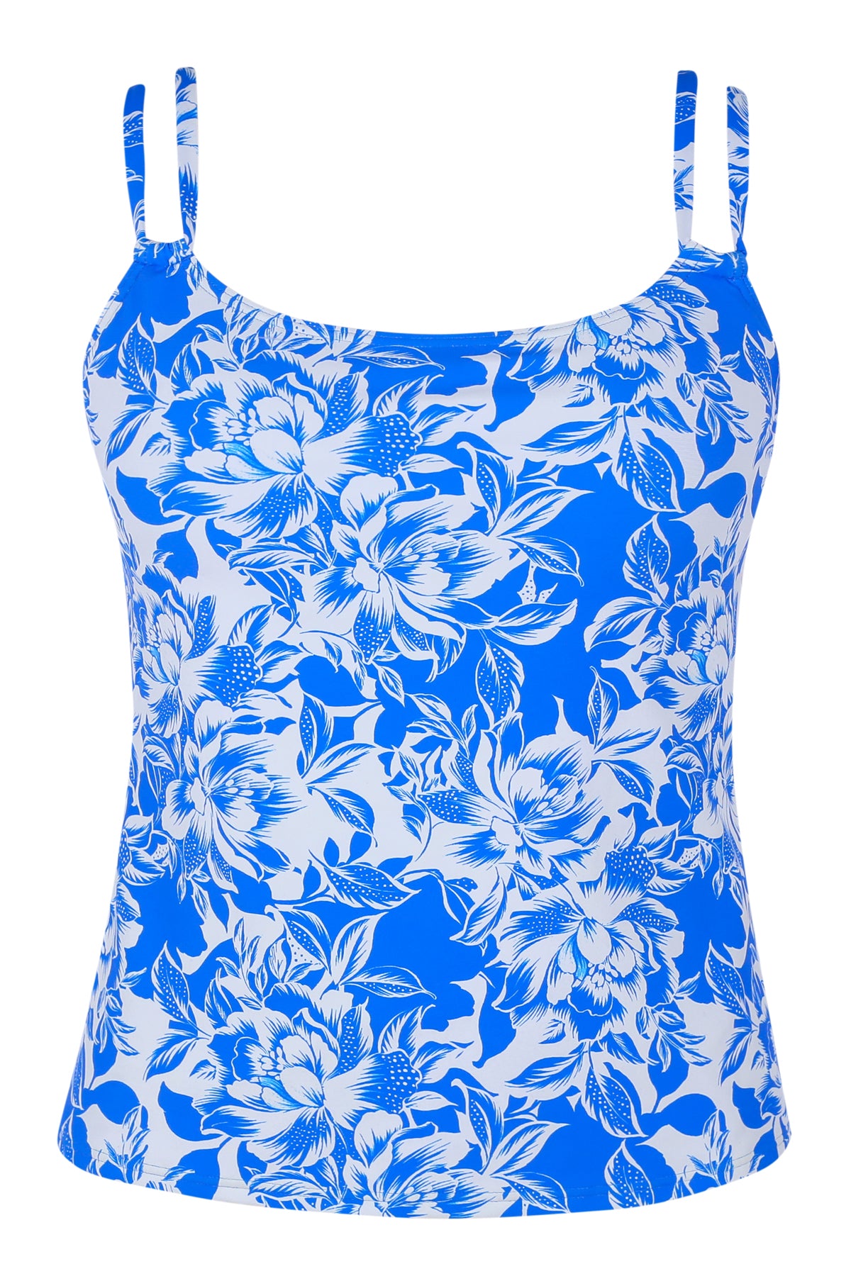 Front pose #1 of a floating garment shot featuring Sunsets Chelsea Petals Taylor Tankini Top