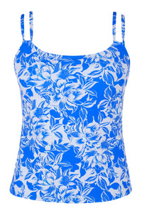 Front pose #1 of a floating garment shot featuring Sunsets Chelsea Petals Taylor Tankini Top