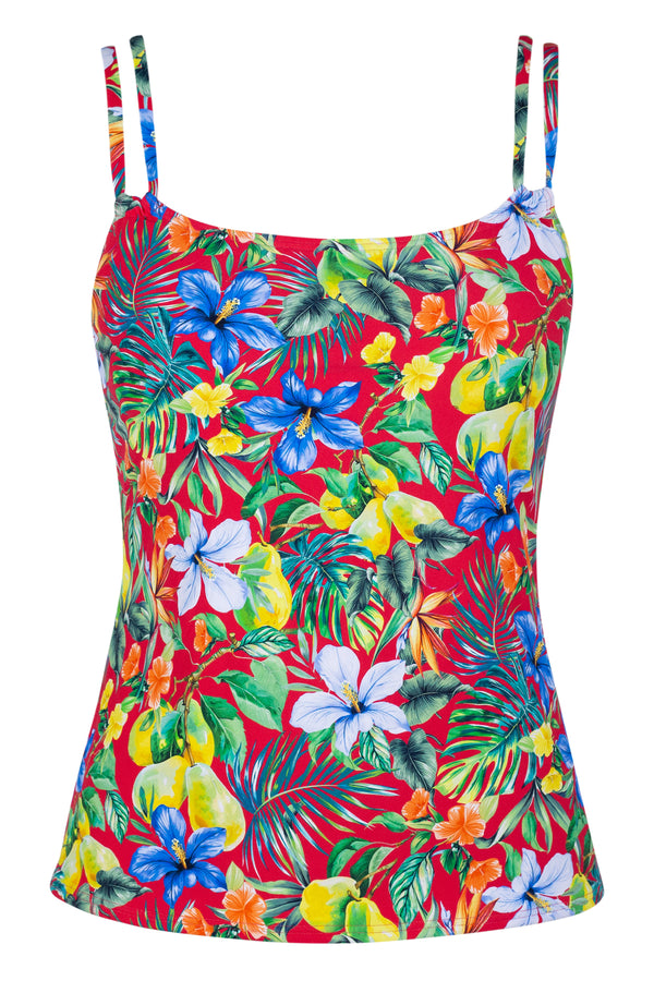 Front pose #1 of a floating garment shot featuring Sunsets Surf's Up Taylor Tankini Top