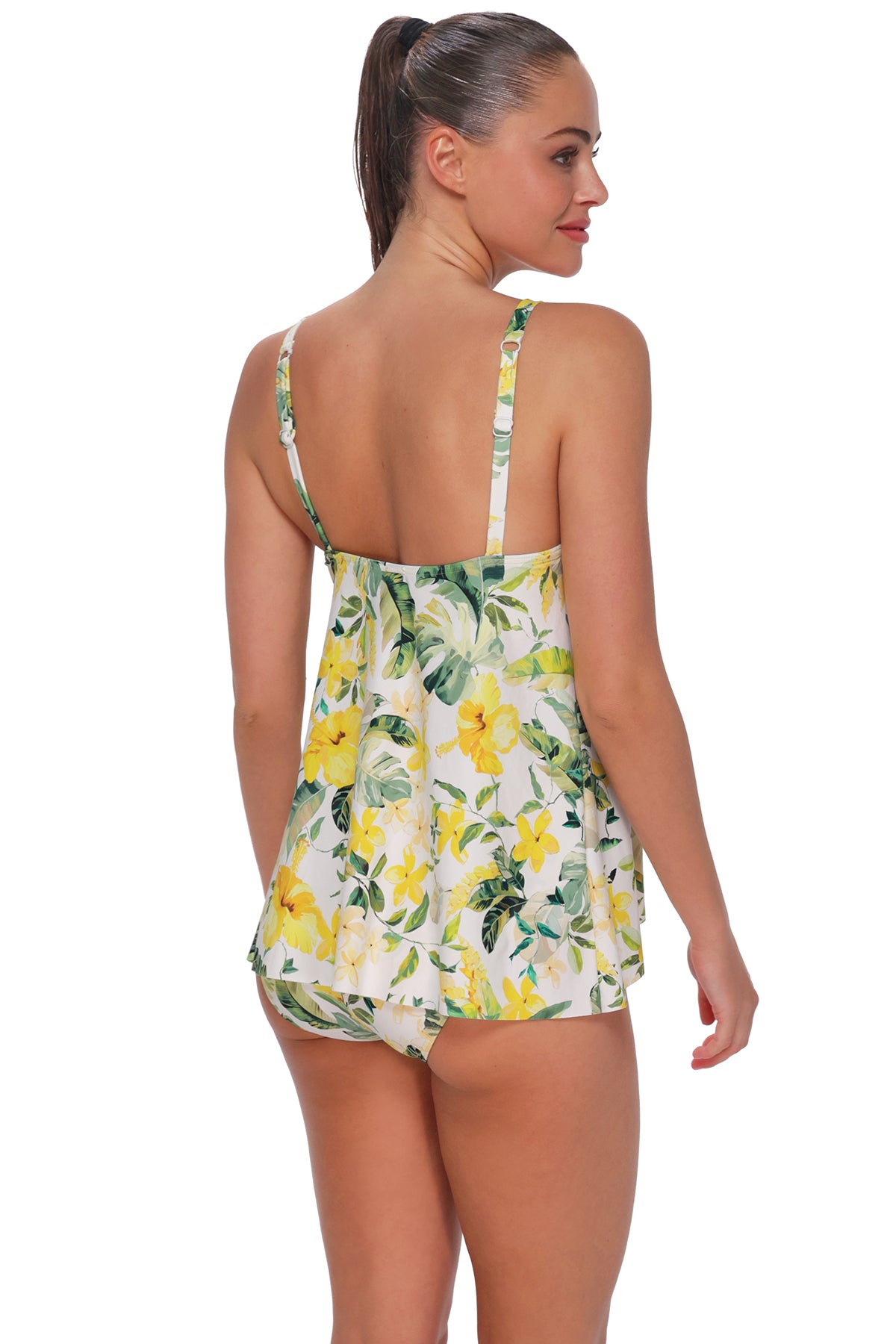 Isla Soleil Crepe Elena Tankini - Floating Bra - Asymmetrical Hem