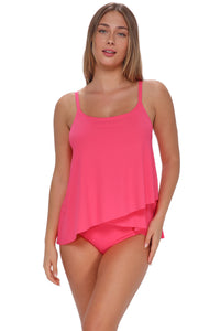 Sunsets Posy Pink Crepe Elena Tankini Top