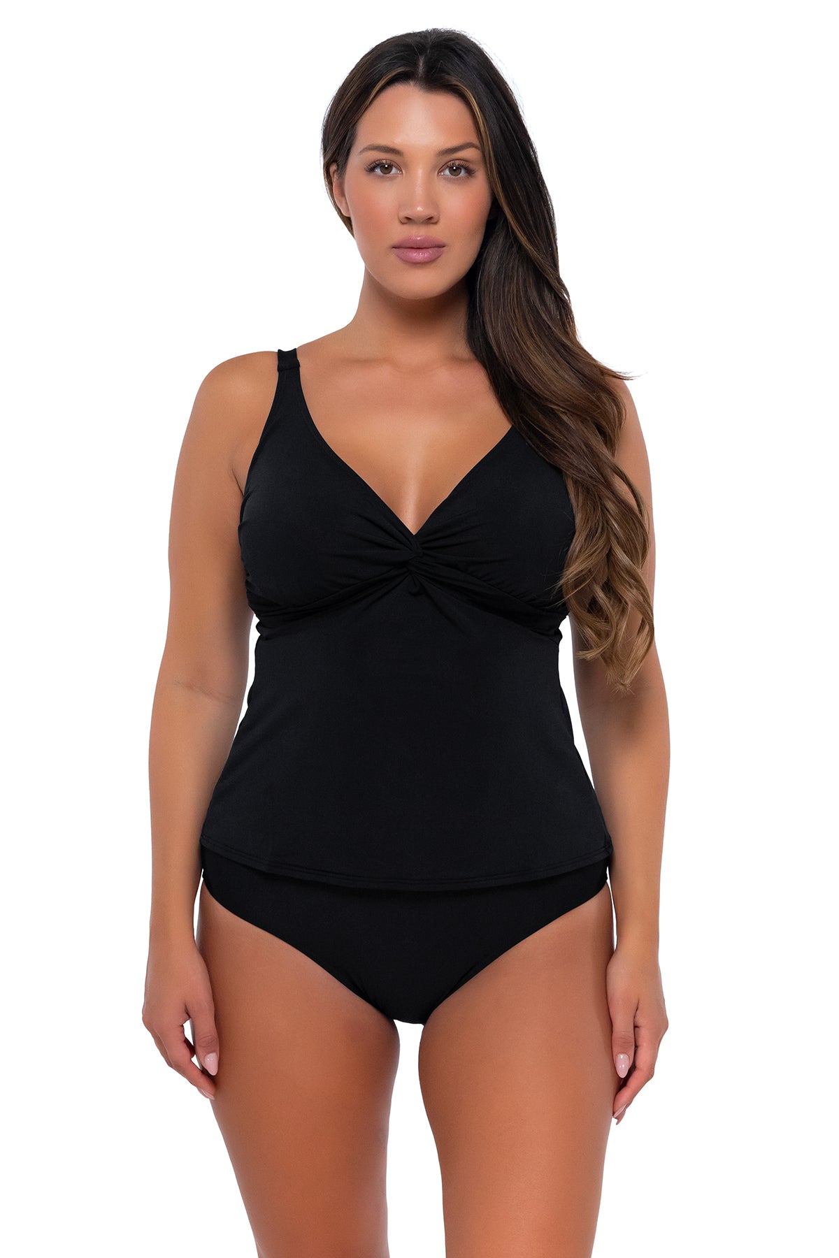 Black Forever Tankini with Relaxed Fit & Twist Front