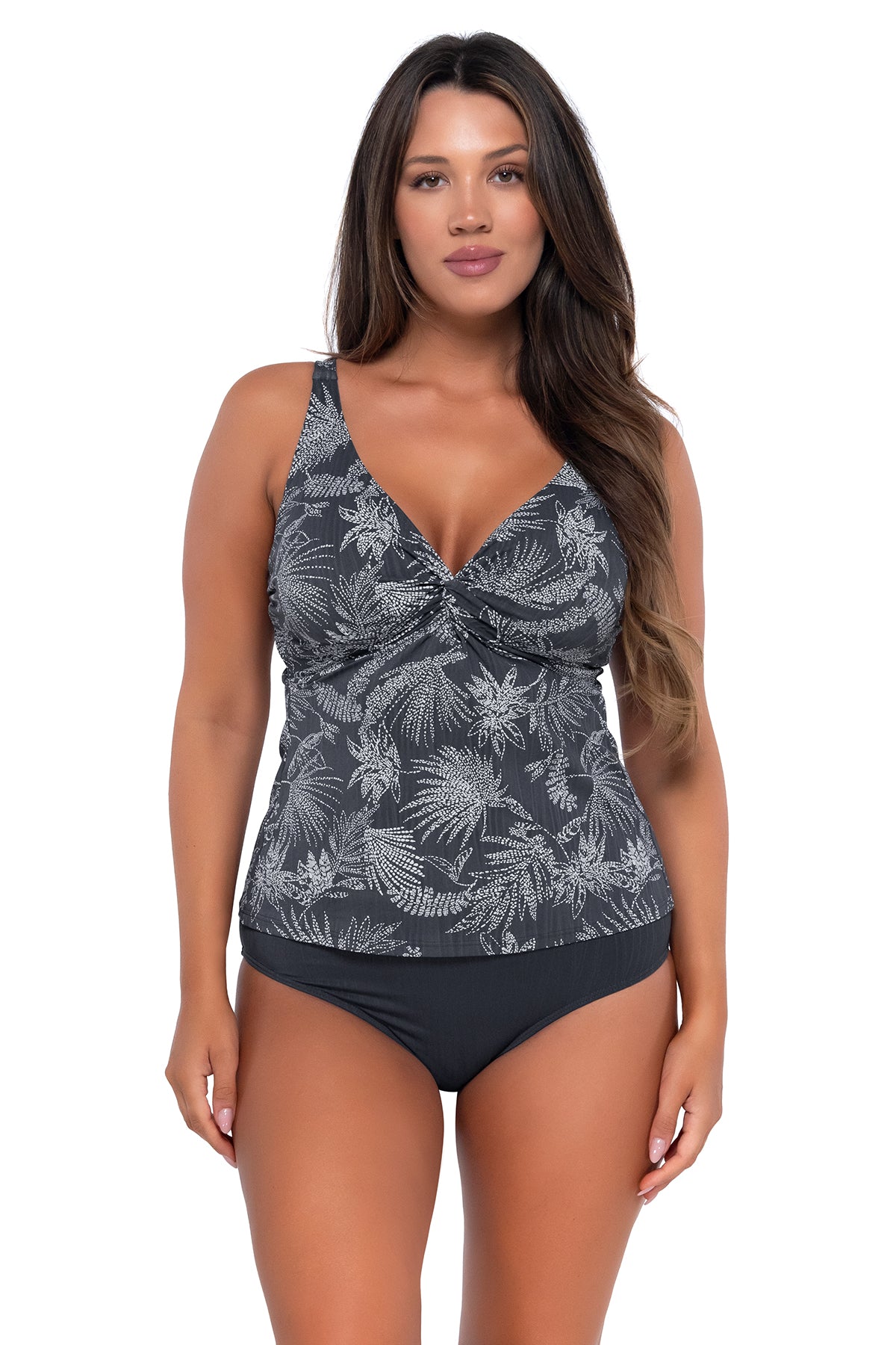 Fanfare Seagrass Texture Forever Tankini with Relaxed Fit & Twist