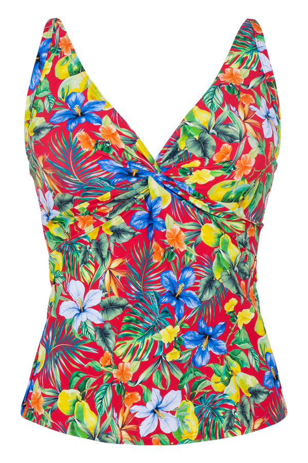 Front pose #1 of a floating garment shot featuring Sunsets Surf's Up Forever Tankini Top