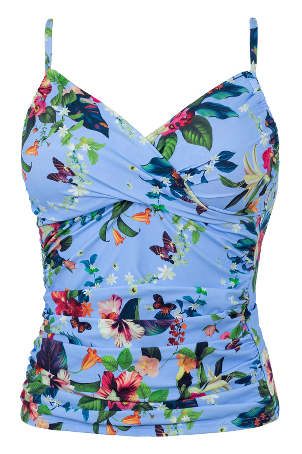 Front pose #1 of a floating garment shot featuring Sunsets Budding Romance Simone Tankini Top