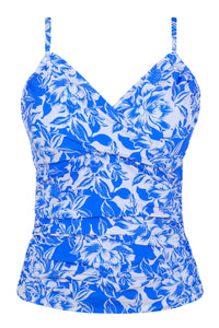 Front pose #1 of a floating garment shot featuring Sunsets Chelsea Petals Simone Tankini Top