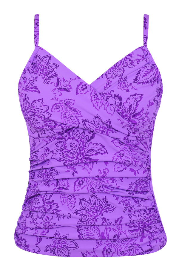Front pose #1 of a floating garment shot featuring Sunsets Regency Simone Tankini Top