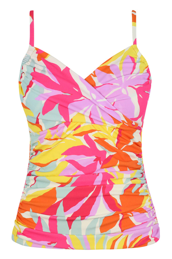 Front pose #1 of a floating garment shot featuring Sunsets Tropicolor Crepe Simone Tankini Top