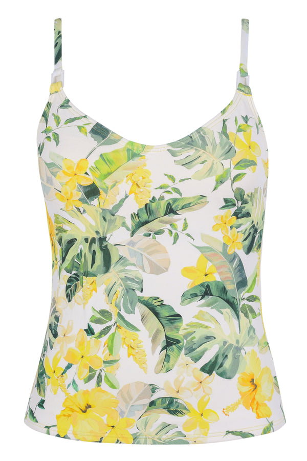 Front pose #1 of a floating garment shot featuring Sunsets Isla Soleil Crepe Anya Tankini Top