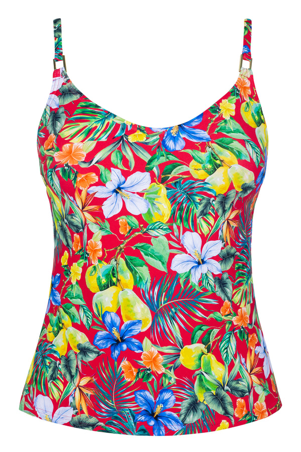 Front pose #1 of a floating garment shot featuring Sunsets Surf's Up Anya Tankini Top