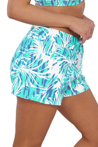 Quarter pose #1 of Nicki wearing Sunsets Escape Sea Breeze Sandbar Rib Laguna Swim Short