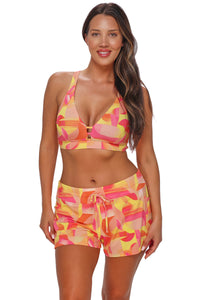 Sunsets Escape Dreamsicle Crepe Laguna Swim Short