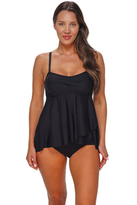 Sunsets Escape Black Molly Bandeau Tankini Top