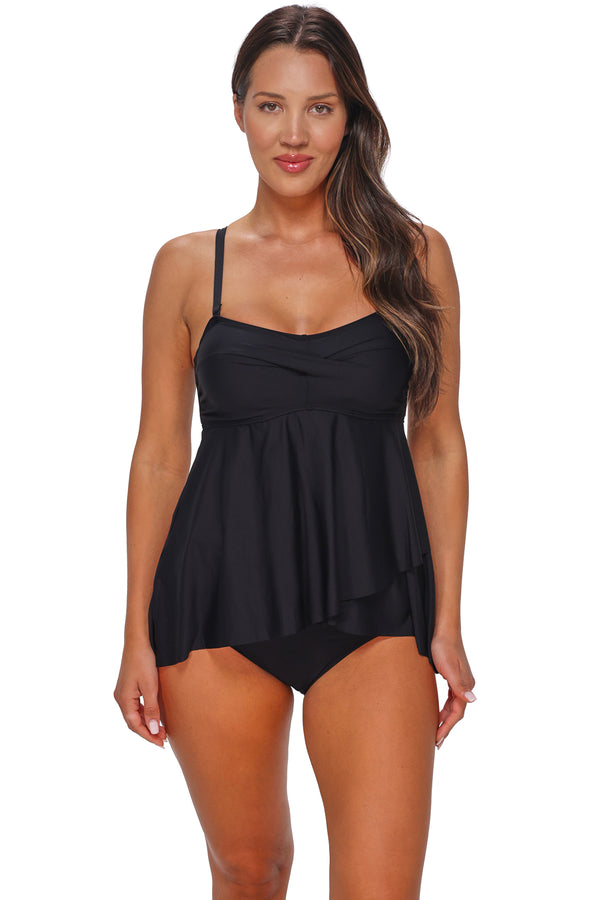 Sunsets Escape Black Molly Bandeau Tankini Top