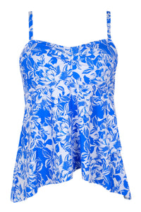 Front pose #1 of a floating garment shot featuring Sunsets Escape Chelsea Petals Molly Bandeau Tankini Top