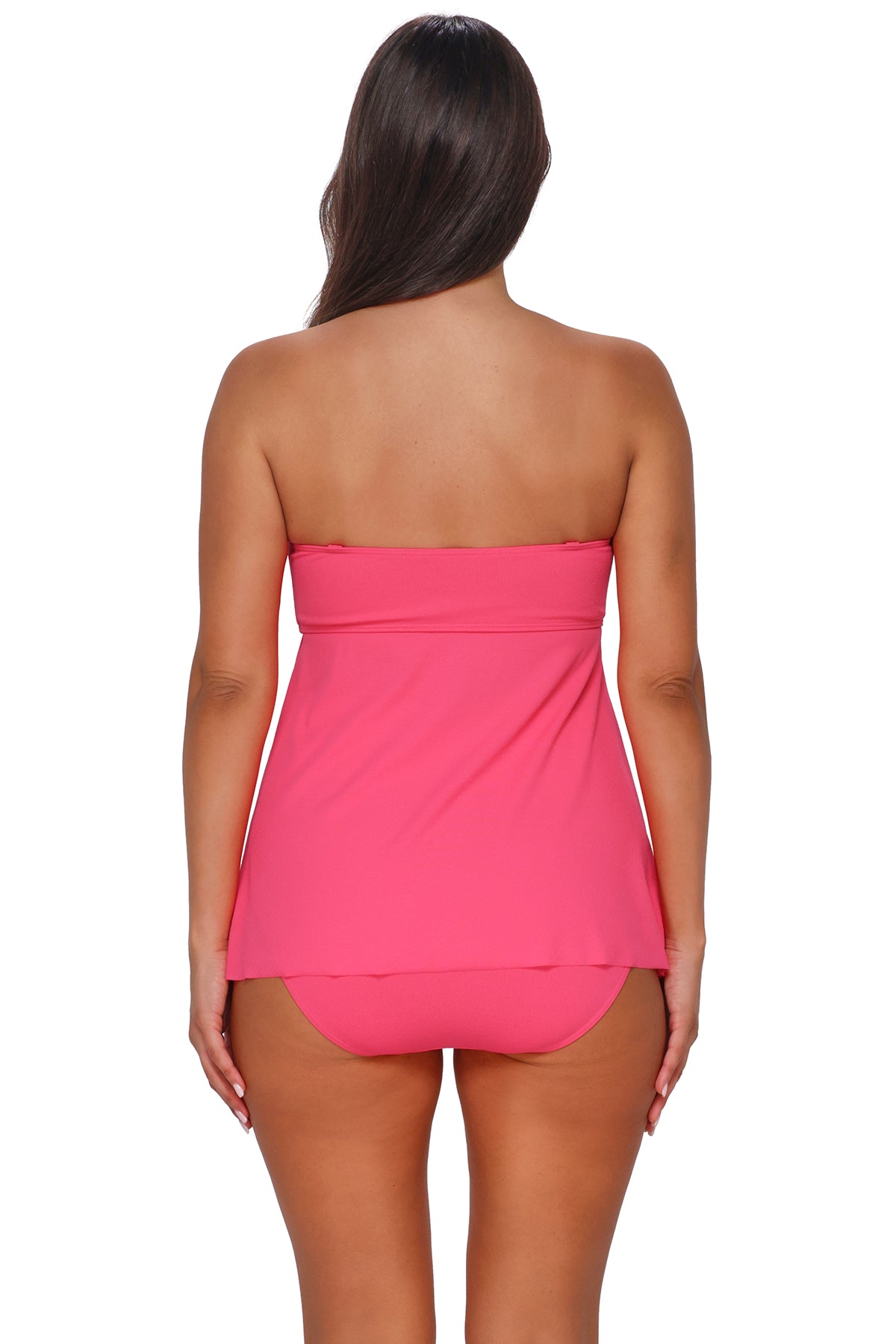Posy Pink Crepe Molly Bandeau Tankini: Supportive, Versatile Swim