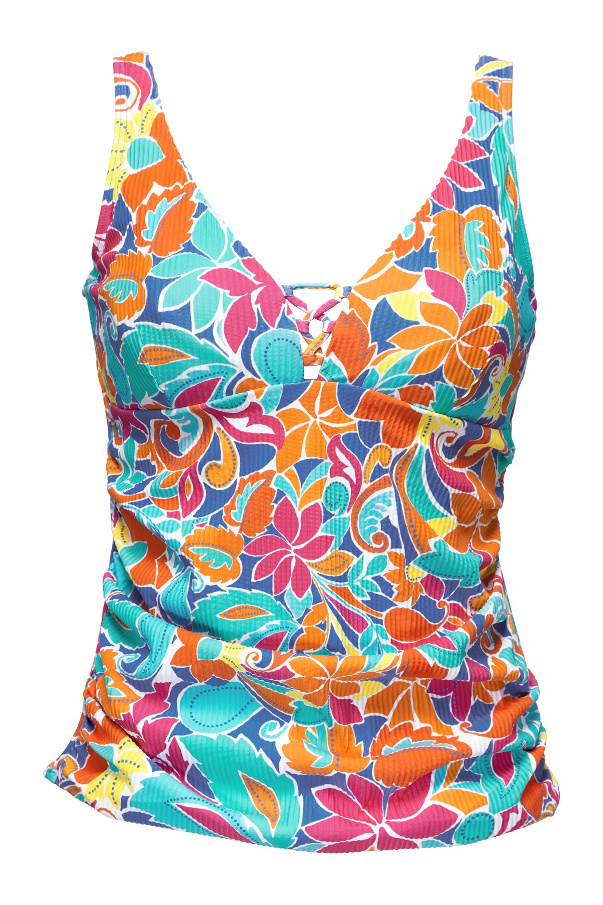 Festive Floral Sandbar Rib Emerson Tankini: Slimming U-Wire Top