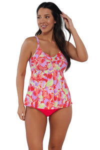 Active pose #1 of Nicki wearing Sunsets Escape Butterfly Beach Tori Tankini Top