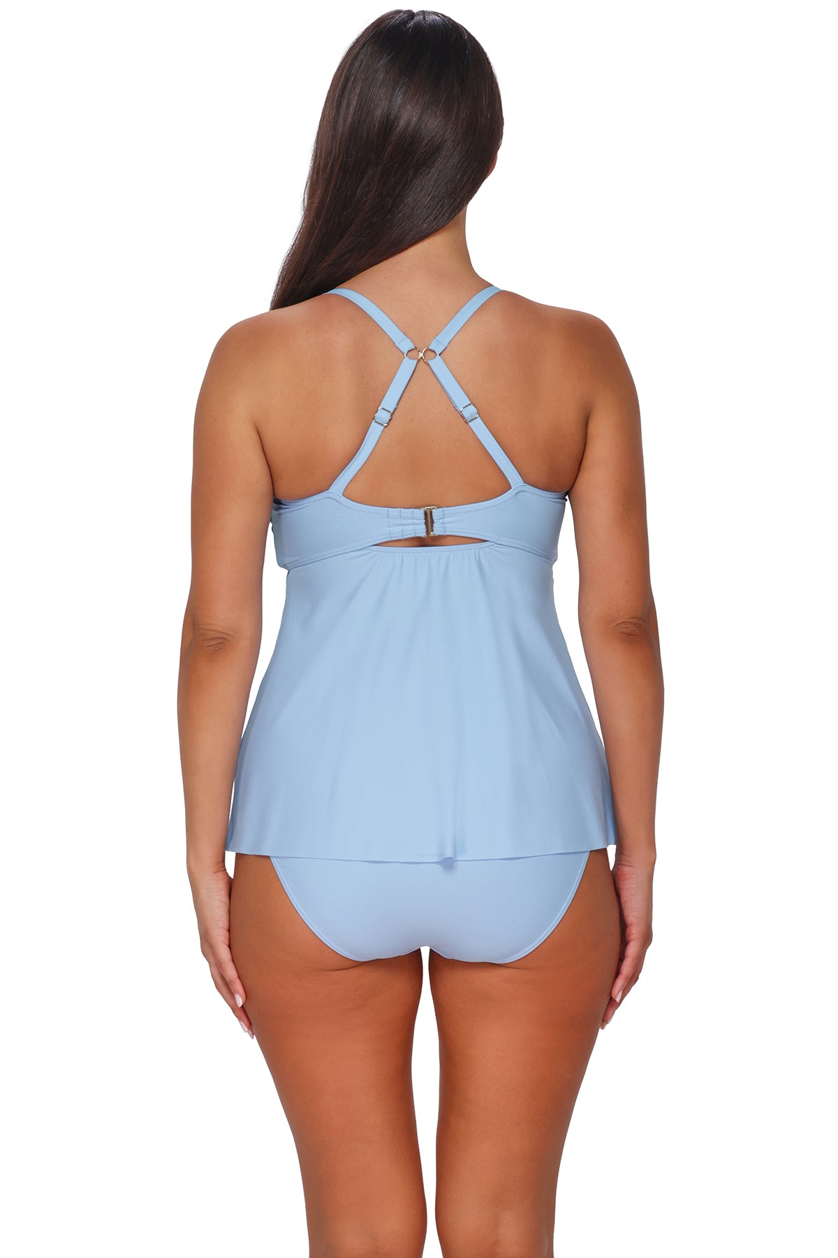 Blue Whisper Tori Tankini: A-Line Swim Top with Twist Front