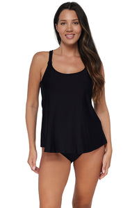 Sunsets Escape Black Jenna Tankini Top 6 / BLCK / 962T