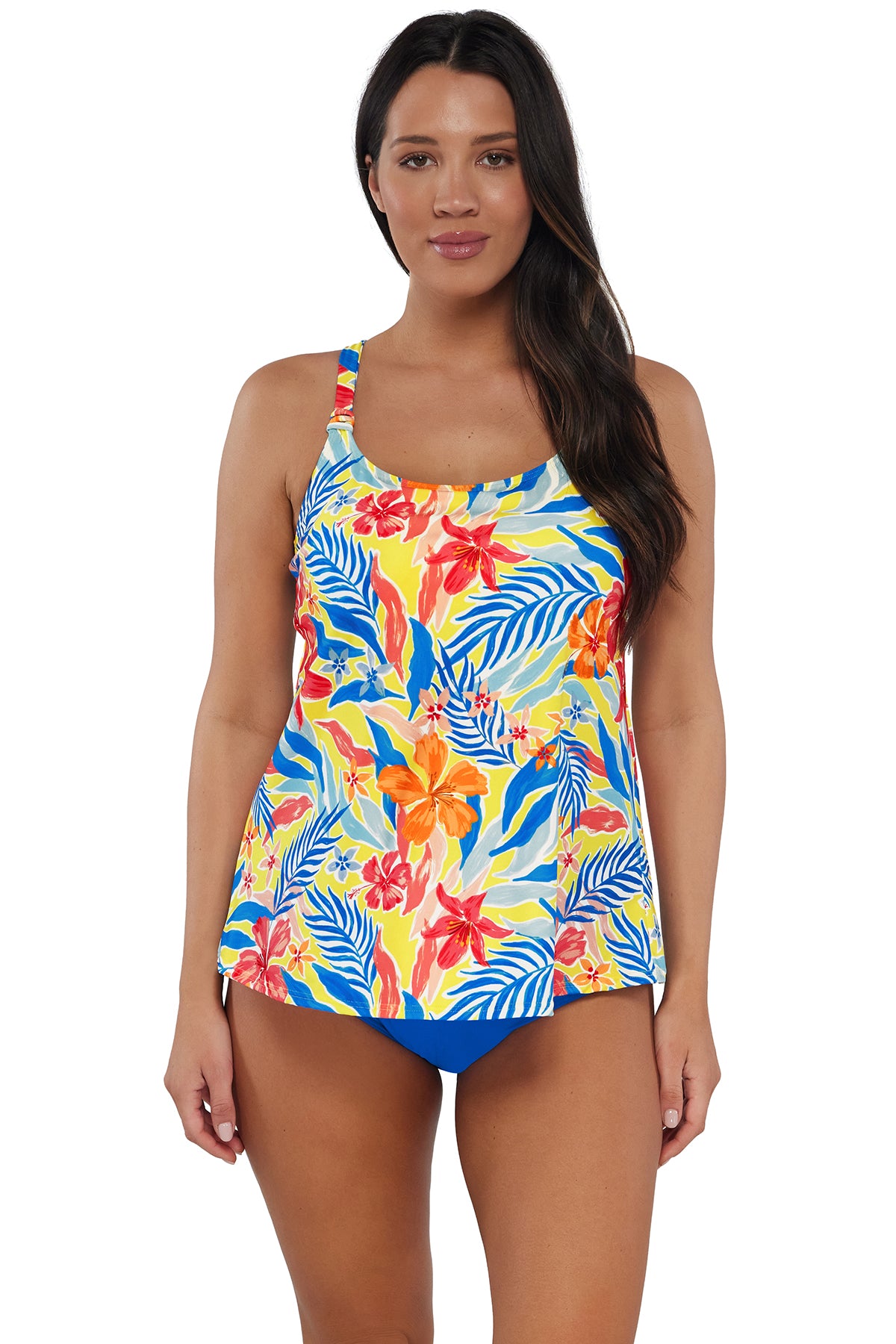 Front pose #1 of Nicki wearing Sunsets Escape Suncatcher Jenna Tankini Top