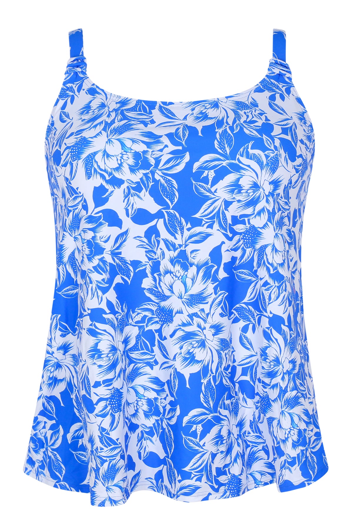 Front pose #1 of a floating garment shot featuring Sunsets Escape Chelsea Petals Jenna Tankini Top