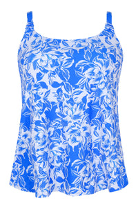 Front pose #1 of a floating garment shot featuring Sunsets Escape Chelsea Petals Jenna Tankini Top