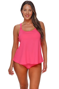 Sunsets Escape Posy Pink Crepe Jenna Tankini Top