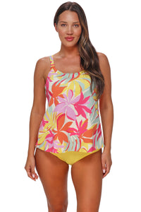 Sunsets Escape Tropicolor Crepe Jenna Tankini Top