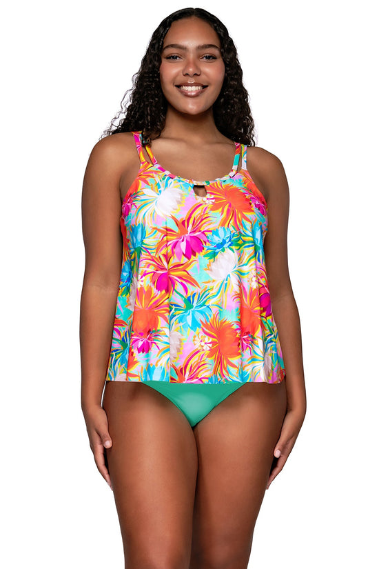 Front view of Sunsets Escape Lotus Sadie Tankini Top